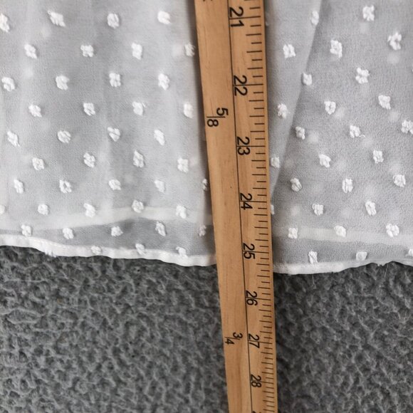 Jun & Ivy Top Womens Extra Small Ivory Floral Lace Swiss Dot Long Balloon Sleeve - Picture 7 of 8